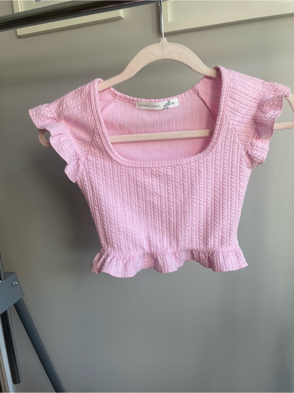 Altar'd State Light Pink Ribbed Crop Top